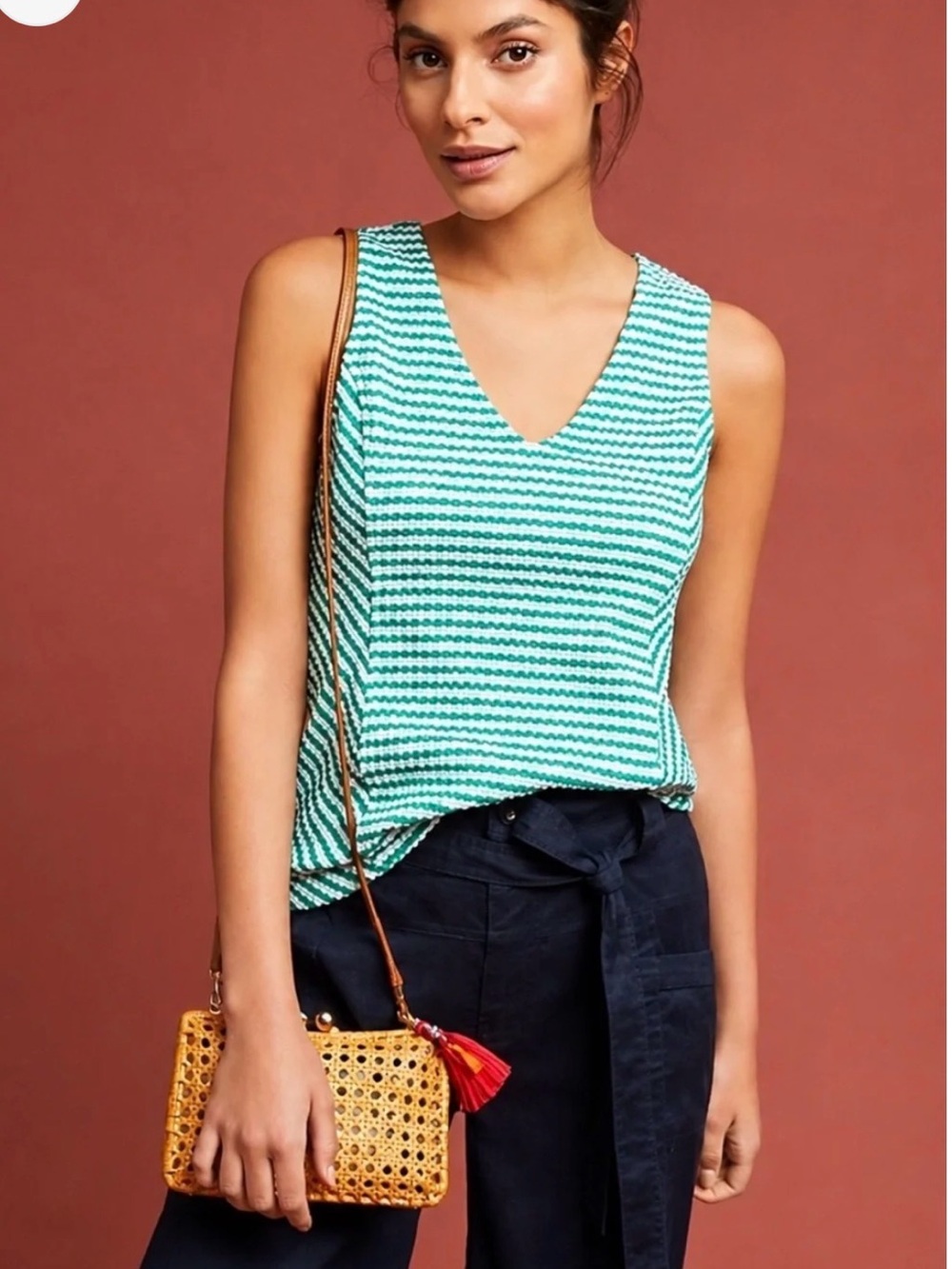 Anthropologie Maeve Franconia Striped V-Neck Tank XS